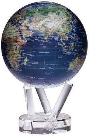 Mova Globes Mova Rotating Satellite with Gold Map 6 in. diam. Globe, Blue by Turtle Tech Designs