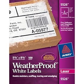 Avery Weatherproof Laser Shipping Labels, 5.5 x 8.5-Inches, Pack of 100 (5526) by 