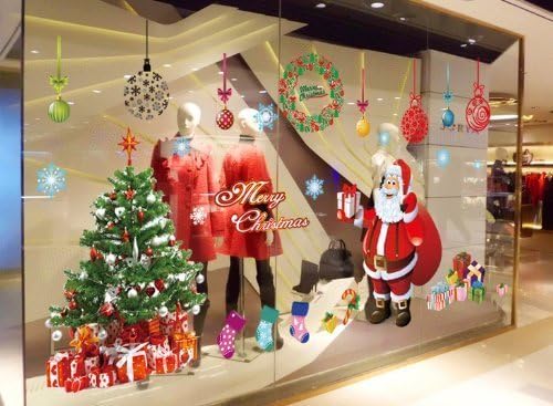 BestGrewÃ'Â® Merry Christmas Large Tree and Christmas Gifts Wall Decals, Living Room Bedroom Shop Window Poster Removable Wall Decor Stickers Murals (901A+901B) by BestGrew