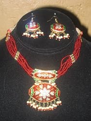 Wedding Gift-Lakh Bead Necklace Set and Earrings In Multi Beads-3pc Set(Brand New)