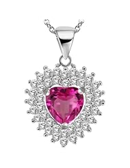 2.46 Ct Heart Shape Pink Mystic Topaz 925 Sterling Silver Pendant With 18" Chain