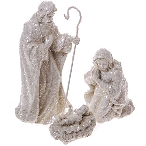 3Piece White Nativity Set Home Decor