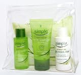 Simple Travel Bag - Containing Moisturiser, Cleansing Wipes, Toner Facial Wash in a Handy Clear Travel Pouch
