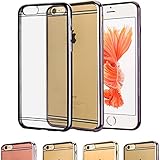 iPhone 6s Case, iPhone 6 Case, E-JOY&reg; Premium Ultra Slim [0.3mm] Lightweight TPU Soft Transparent Crystal Clear back panel + [Electroplate] Plating TPU bumper Case Cover Shell (Plating Claer/Black)