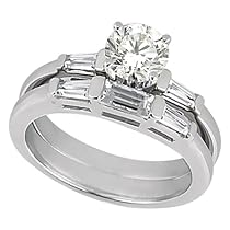 Tapered Baguette Diamond Engagement Ring Bridal Set Platinum (1.02 ctw)