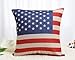 Decorbox Decorative 18 x 18 Inch Linen Cloth Pillow Cover Cushion Case, Patriotic American Flag