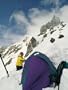 A Hiker Sets up a Tent on a Snowy Ledge on Mount Hood Photographic Poster Print by Dugald Bremner, 12x16
