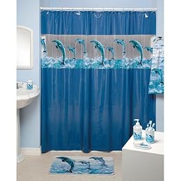 Jumpin' Dolphins Vinyl Shower Curtain
