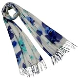 100% Acrylic Watercolor Flowers Tassel Ends Long Scarf Shawl - Various Colors Available
