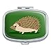 Hedgehog on Green Rectangle Pill Case Trinket Gift Box
