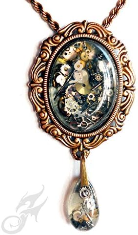 TIME FOSSILS Victorian Steampunk Style Brooch Pendant, READY to SHIP