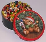 Gourmet Food : Scott's Cakes Assorted Mix Jelly Belly Jelly Beans in a Christmas Teddy Bear Tin