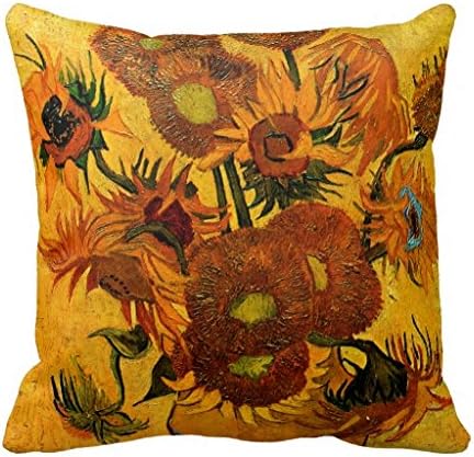 Van Gogh Vase With 15 Sunflowers Throw Pillow Case