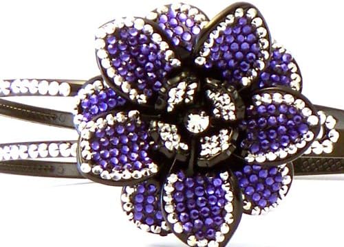 Bling Bling! Flower Headband with Dark Purple & Clear Rhinestones - Crystals. Perfect for Women, Teens & Girls, Bling Bling Hair Accessory