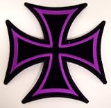 Purple Iron Cross Motorcycle Vest Jacket Patch Biker