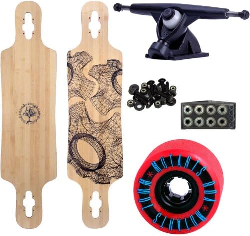 Woodstock 8-Track 39" Bamboo Longboard Complete with Randal Black Trucks Abec 9 Bearings Mutant Wheels