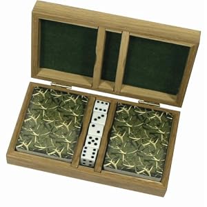 River's Edge Whitetail Deer Playing Cards with Dice in Wood Box