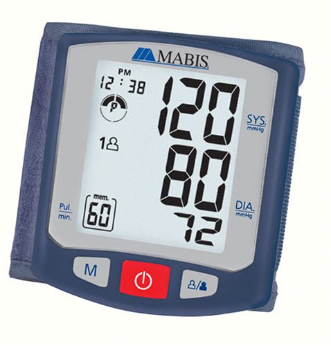HealthPersonalCare: MABIS SmartRead Plus Automatic Wrist Digital Blood Pressure Monitor with WHO Indicator and Irregular Heartbeat Detector, Red/Grey