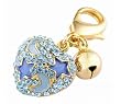 "Moon & Stars" Enamel Heart Pet Collar Charm with Handset Swarovski Crystals for Dogs and Cats - Silver-toned