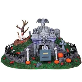 Lemax Spooky Town Sights & Sounds Village Collection Hillside Mausoleum #84745