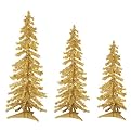 Tinsel Alpine Tree Set of 3- Gold(2'/3'/4')