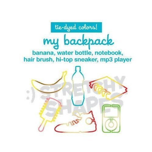 519CemDAwUL Stretchy Shapes Silly Bands, Animal Bands 24 Band Pack, My Backpack, Banana, Water Bottle, Notebook, Hair Brush, Hi top Sneaker, iPod mp3 Player, Tie dyed Colors