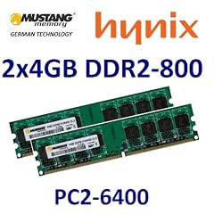 8GB Dual Channel Kit Mustang / HYNIX Original 2x 4 GB 240 pin DDR2-800 DIMM (800Mhz, PC2-6400U, CL5) NON ECC, unbuffered f�r DDR2 Mainboards