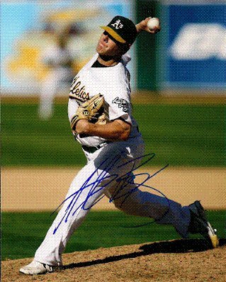 Autographed/Hand Signed 8x10 Photo Andrew Bailey Oakland A's