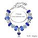 Long Way Silver Plated Snake Chain Blue Glass Bead Heart Charm Bracelet