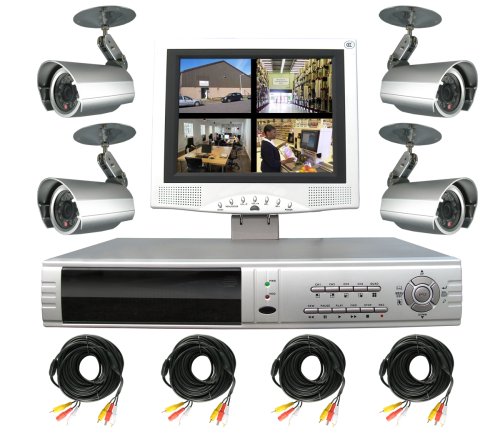 4 CCTV Cameras and Digital 250GB DVR and 10" Monitor Package