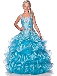 Girls Beaded Crystals Crystal Lace  Organza  Ball Gown Flower-Girl Dress/Pageant Dress/Party Dress 