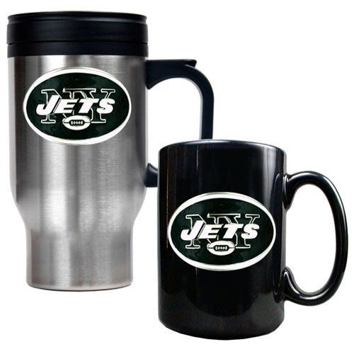 New York Jets NFL Travel Mug & Ceramic Mug Set - Primary logo