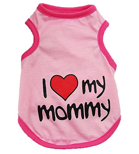 Leegoal(TM) Cute I Love Mommy Printed Small Pet Dog T Shirt Vest Puppy Apparel Clothes (Pink,S)