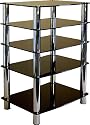 Centurion GT-6 Black Glass and Chrome TV Table Stand Shelving for DVD Player, Video Recorder, Satellite Receiver, or Home cinema Equipment