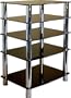 Centurion GT-6 Black Glass and Chrome TV Table Stand Shelving for DVD Player, Video Recorder, Satellite Receiver, or Home cinema Equipment