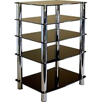 Centurion GT-6 Black Glass and Chrome TV Table Stand Shelving for DVD Player, Video Recorder, Satellite Receiver, or Home cinema Equipment