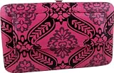 Pink & Black Damask Print Clutch Wallet w/Side Pocket & Checkbook Cover