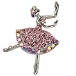 Ballerina Crystal Brooch Pin - Pink