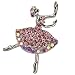 Ballerina Crystal Brooch Pin - Pink