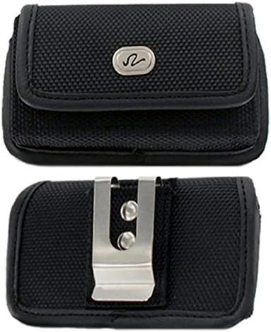 Black Horizontal Rugged Canvas Case FOR Plum Ram 4 Fits Bare Phone Only