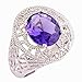 Psiroy Women's 925 Sterling Silver Plated Created Amethyst Filled Filigree Statement Knuckle Ring Size 9