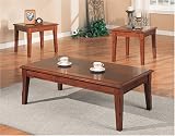 3pc Cherry Finish Table Set By Coaster Furniture