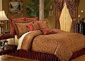 11 PC Queen Jacquad Pattern & Gold Accents (1000TC Egyptian cotton Sheets) Luxurious Comforter Set