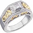 Two Tone Decorative Diamond Engagement Ring (Center stone is not included)
