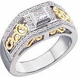 Two Tone Decorative Diamond Engagement Ring (Center stone is not included)