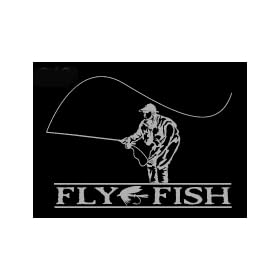 Fly Fish Upstream Images Silver Vinyl Wildlife Car Truck Window Decal Sticker