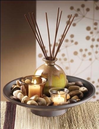 Fragrant Oil Reed Diffuser Garden with Candle Bowl Stones