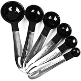 Yiyu Professional Grade Kitchen Stainless Steel 6-Piece Measuring Spoons Set for Measuring Dry and Liquid Ingredients Cooking Baking Medicine(Black)