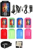 PCMICROSTORE Brand Creative Lab Zen Small Wonder 4gb 8gb 16gb Premium Silicone Skin Case Cover with Belt Clip - 15 Adjustable Sports Armband - Screen Protector Shield - Bundled with 12v Rapid Premium Car Charger and Home Travel Wall AC Adapter Charger