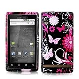 Pink Butterfly Flowers Design Crystal Hard Skin Case Cover for Motorola Ver ....